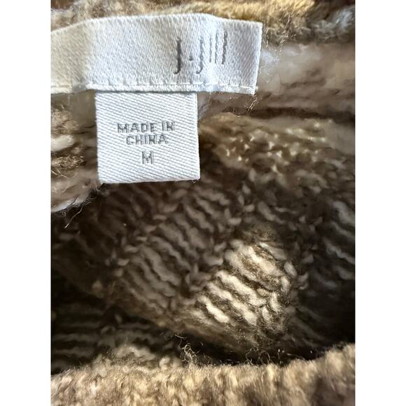 J.Jill Fair Isle Sweater, Neutral Beige Wool Blend Knit Pullover, Women's Medium - Picture 6 of 6